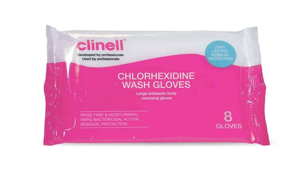 Clinell Chlorhexidin-Waschhandschuhe, 8 Stück